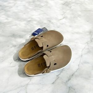 Birkenstock Papillio Taupe Narrow Chunky Platform Clog Shoes